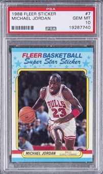 1988-89 Fleer Sticker #7 Michael Jordan – PSA GEM MT 10